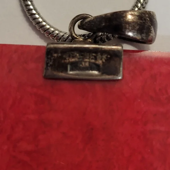 Sterling silver red coral pendant - Picture 2 of 5